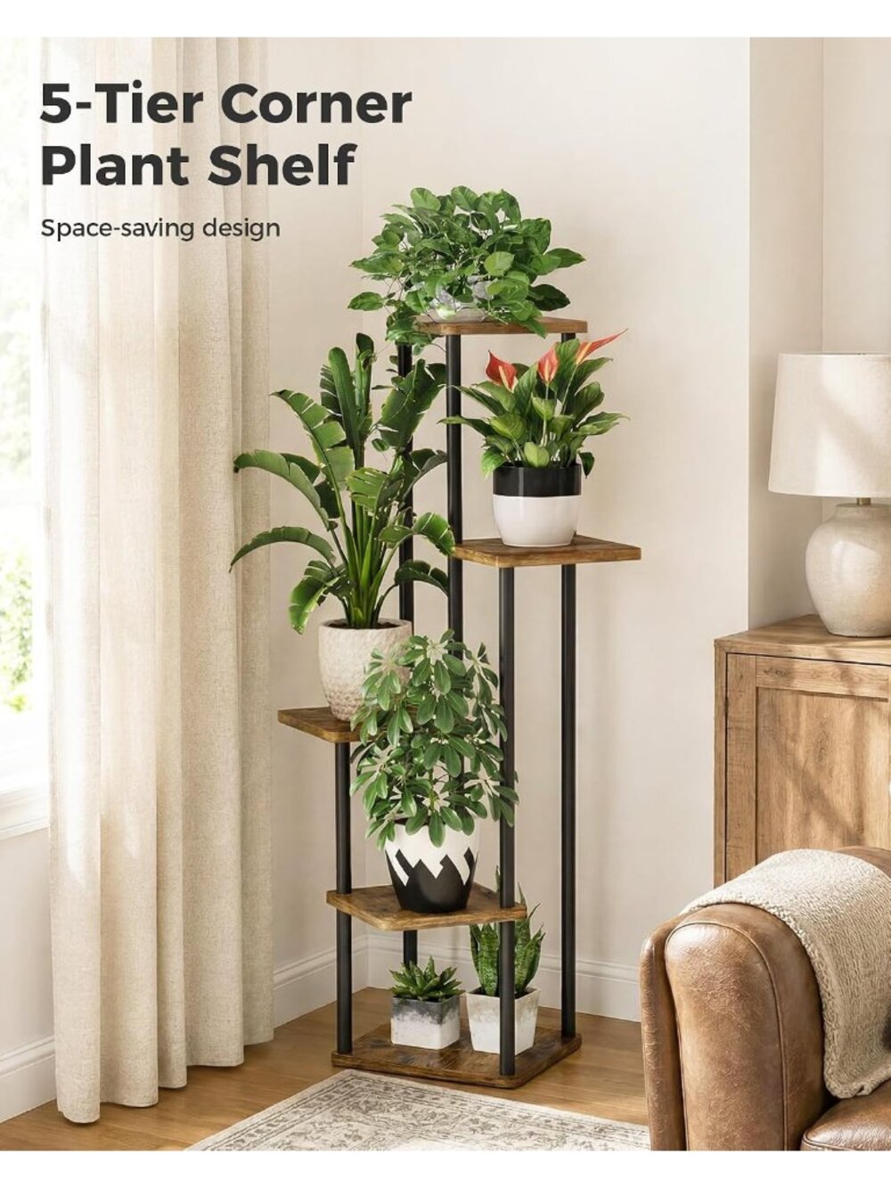New Plant Stand Indoor 5 Tier Corner Plant Shelf for Multiple Plants - Picture 2 of 6